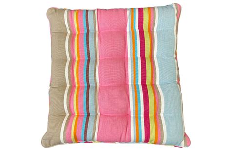 Bold Stripe Seat Pads In Pink Beige Grey Pale Blue Stripes The