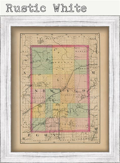 Newaygo County Michigan 1873 Map Replica Or Genuine Etsy Uk