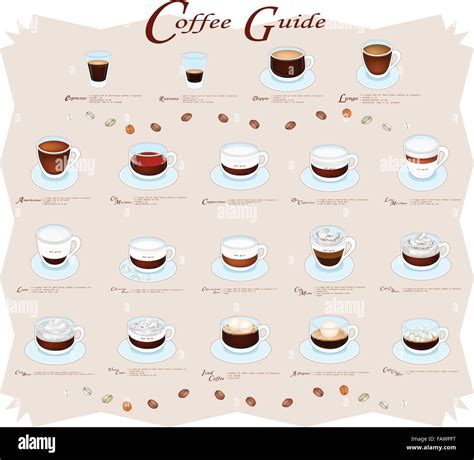 Coffee Guide Different Types Of Coffee Menu Or Coffee Guide On Brown