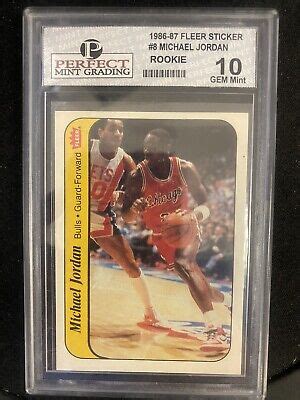 1986 Fleer Michael Jordan RC Sticker 8 Perfect Mint Grading 10 Gem EBay