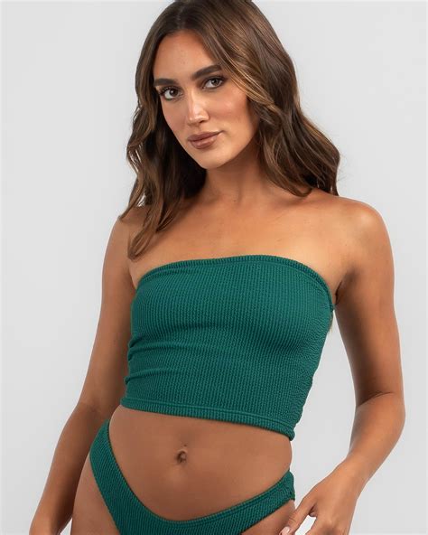 Shop Billabong Summer High Bandeau Tank Bikini Top In Jewel Green