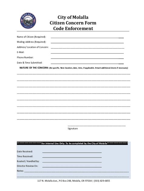 Fillable Online Code Enforcement Citizen Concern Form Doc Docx Fax