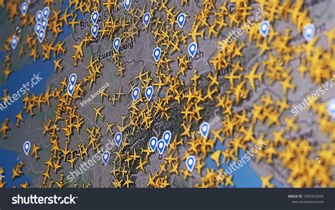 Busy Air Traffic Over Map Europe Stock Photo 1995923345 | Shutterstock