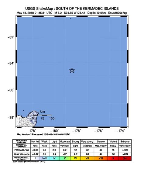 Strong And Shallow M6 2 Earthquake Hits South Of Kermadec Islands New Zealand The Watchers