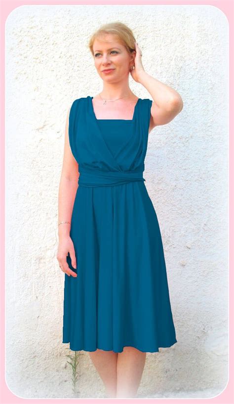 Convertible dress in blue petrol color Bridesmaid dress with