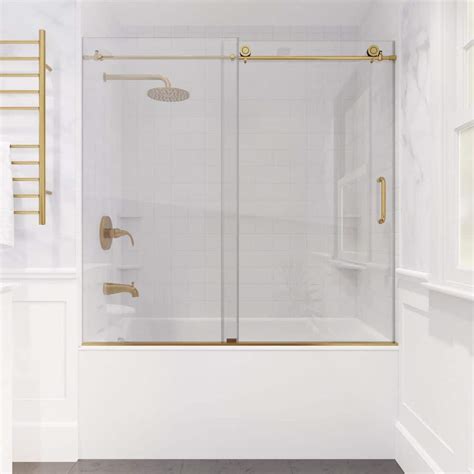 Anzzi Raymore In W X In H Sliding Frameless Bathtub Door In