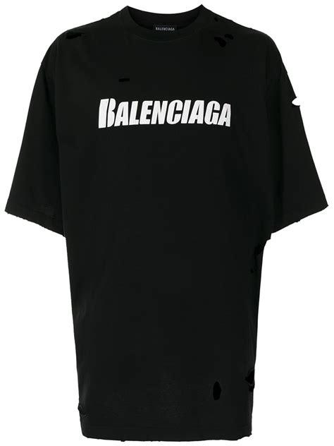 Balenciaga Ripped Logo Print T Shirt In Black Modesens