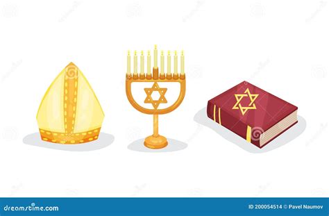 Various Symbols of Christian and Jewish Religion Vector Set Stock ...