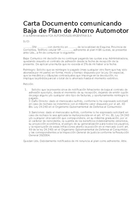 Modelo De Carta Documento Por Alimentos Transgenicos