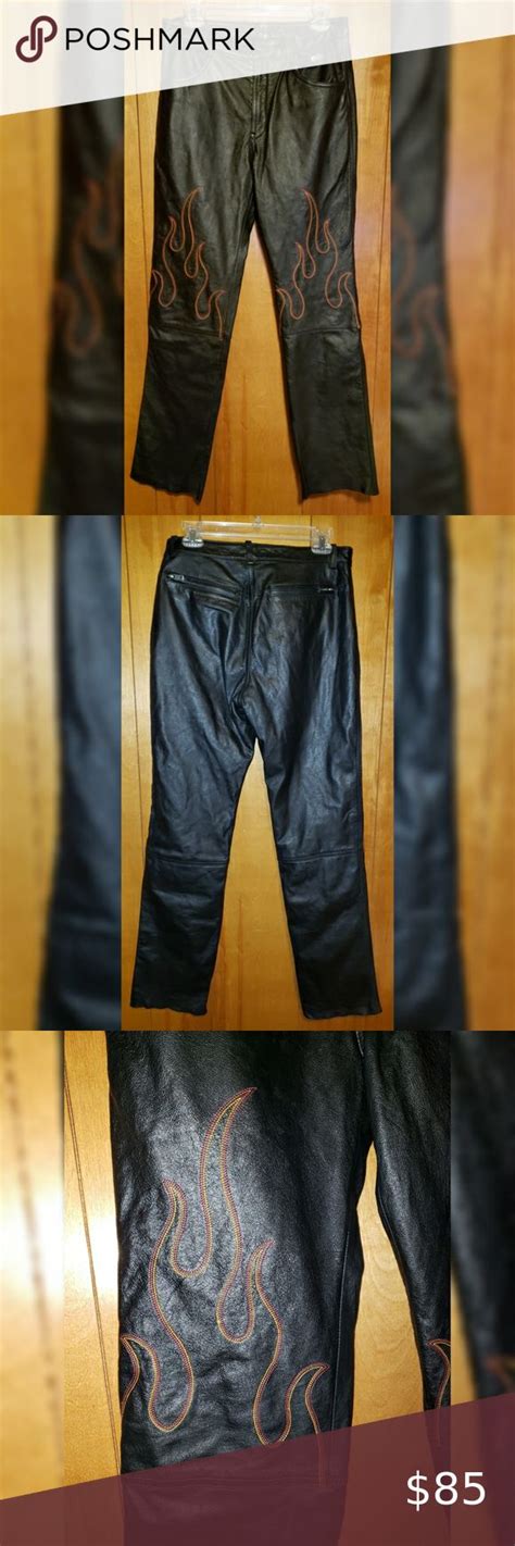 Harley Davidson Leather Pants With Flames Leather Pants Clothes