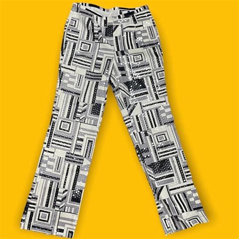 Vintage Domallo Womens Black White Geometric Print Se… - Gem