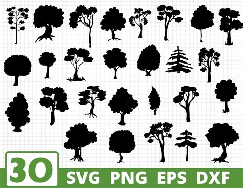 Trees Silhouette Svg Bundle Trees Vector Tree Cut File By Svgocean