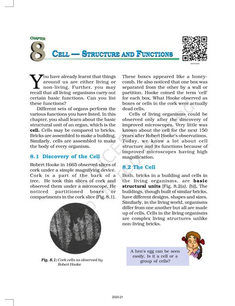 Cell Structure And Functions NCERT Book Of Class 8 Science