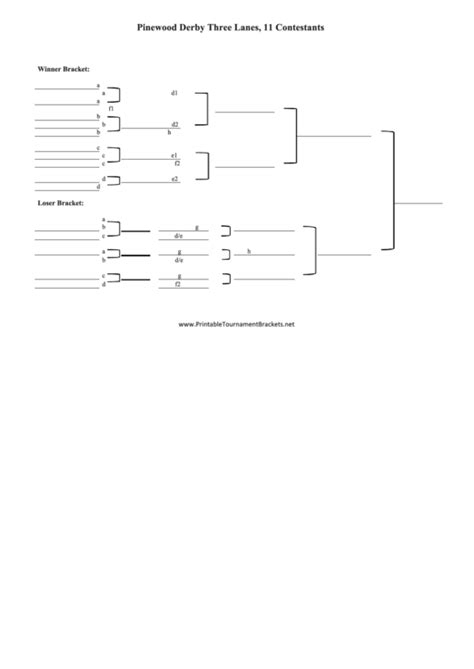 Pinewood Derby Double Elimination Bracket Template Three Lanes