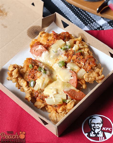 KFC Chizza: Chicken + Pizza - The Peach Kitchen | Peach kitchen, Restaurant recipes, Chicken pizza