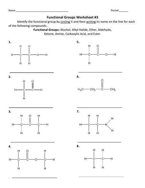 Functional Groups Worksheet 3 Docsity