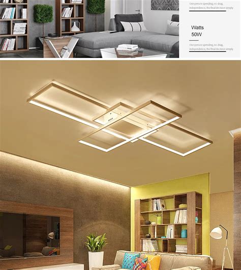 Rectangle Aluminum Modern Led Ceiling Lights For Living Room Bedroom