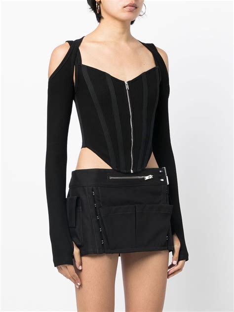 Dion Lee Shift Loop Corset Top Black Farfetch