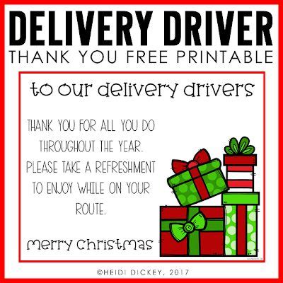 Delivery Driver Snacks Free PRintable Delivery Driver Creative