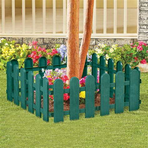 Picket Fence Style Garden Border Edging - Set of 8 | Collections Etc.