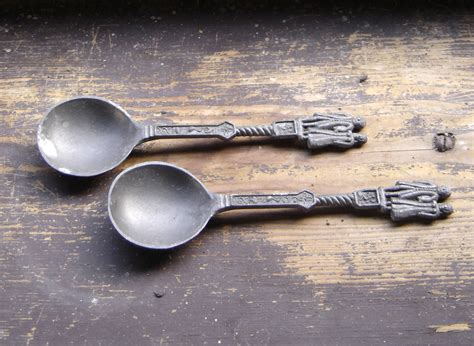 Vintage Antique Pewter Spoons Dutch Metal By Verbruggewatercolor