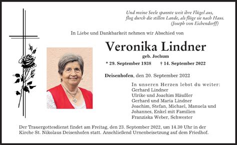 Traueranzeigen von Veronika Lindner Allgäuer Zeitung