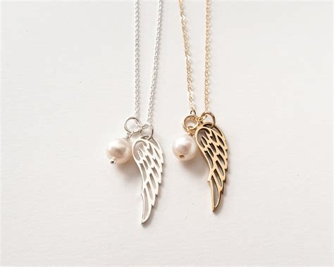 Angel Wing Necklace Sterling Silver Or Gold Filled Memorial Jewelry