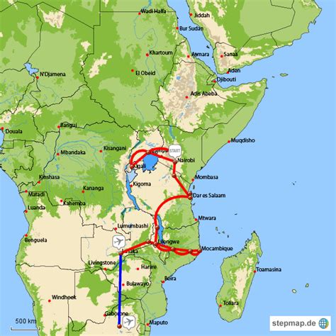 StepMap Ostafrika Landkarte für Afrika