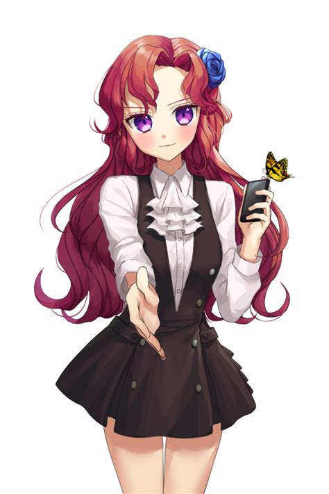 Safebooru 1girl Bangs Black Dress Blue Flower Blush Brown Hair Bug Butterfly Copyright Request