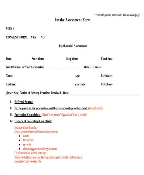 Clinical Assessment Forms