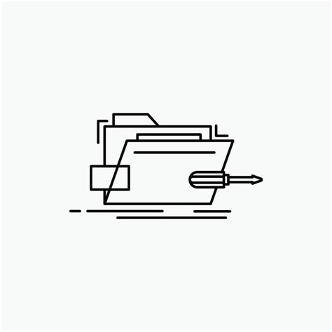 Folder Repair Skrewdriver Tech Technical Line Icon Vector Isolated