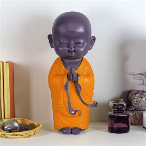 Buy Brotherhood Enterprise Polyresin Orange Buddha Monk Namaste Monk