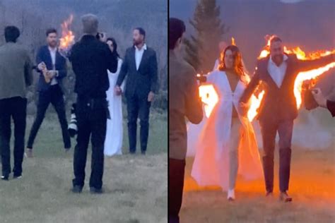 Viral Video Bride And Groom Set Themselves On Fire In Wedding The