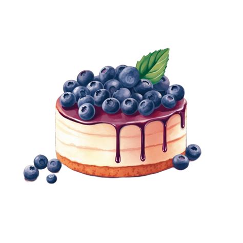 Blueberry Cheesecake Watercolor Illustration Png