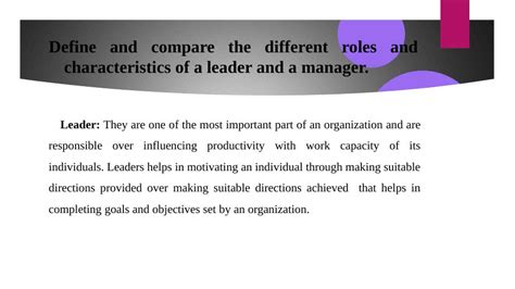 Role Of Leaders And Managers In Management And Operations