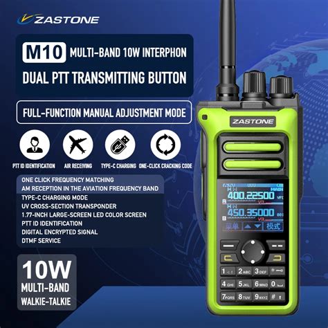 10W ZASTONE M10 Dual PTT Amateur 2 Way Radio AM Air Aviation Band