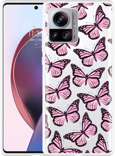 Cazy Hoesje Geschikt Voor Motorola Edge 30 Ultra Roze Vlinders Bol