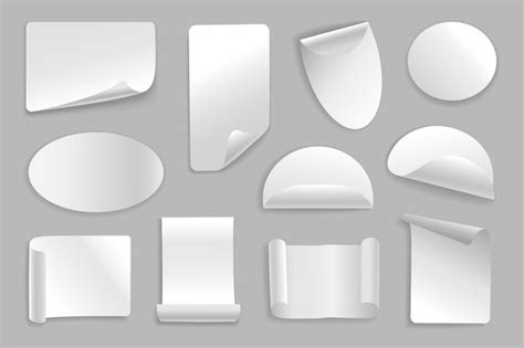 Premium Vector White Paper Stickers Set Elements In Flat Graphic