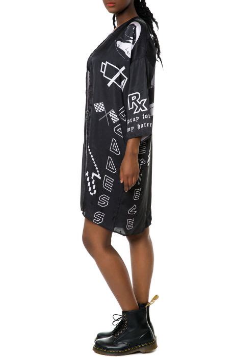 Dimepiece La The Verbage Symbol Kimono In Black C14of01 Blk Plndr