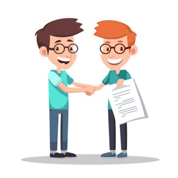 Two Cartoon Business Men Shaking Hands With Logo Vector Agreement