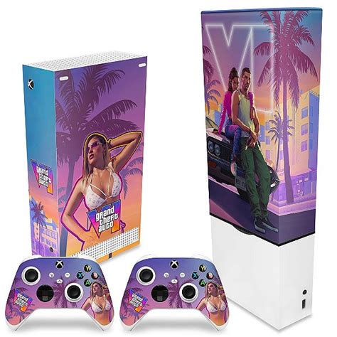 KIT Xbox Series S Capa Anti Poeira E Skin GTA 6 VI Pop Arte Skins