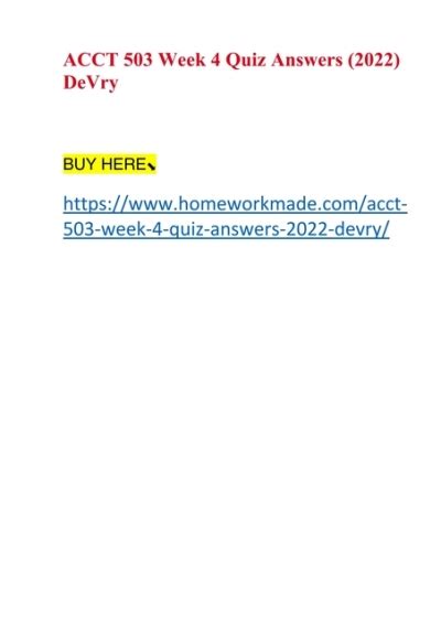 ACCT 503 Week 4 Quiz Answers 2022 DeVry Docx