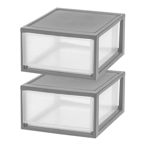 Iris 2 Pack Grayclear Plastic Storage Drawer 99 In H X 158 In W X 19