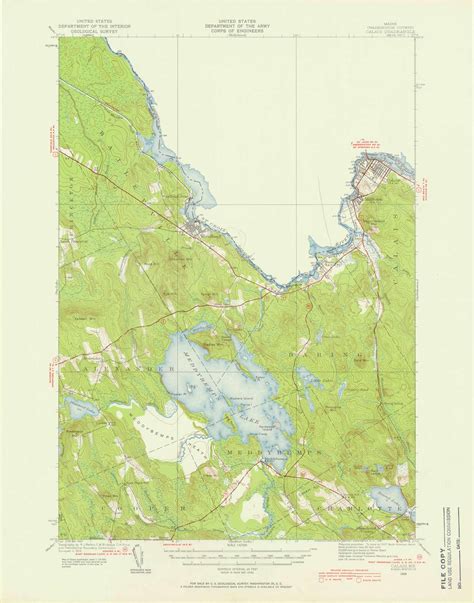 Calais Maine 1929 1957 USGS Old Topo Map Reprint 15x15 ME Quad