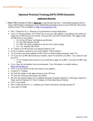 Fillable Online I 765 Form Completion Guide STEM OPT Extension Please