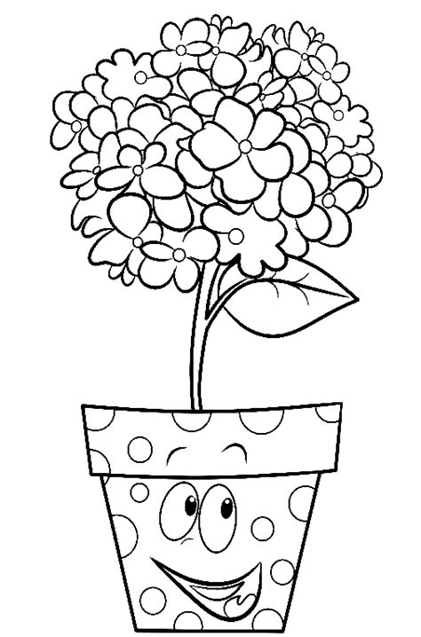 Coloriage Pot De Fleur Heureux Coloriages Gratuits Imprimer