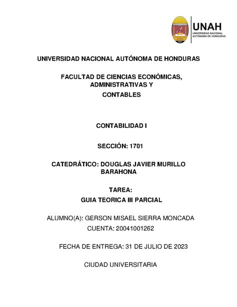 Tarea Guia Iii Parcial Contabilidad I Seccion Universidad