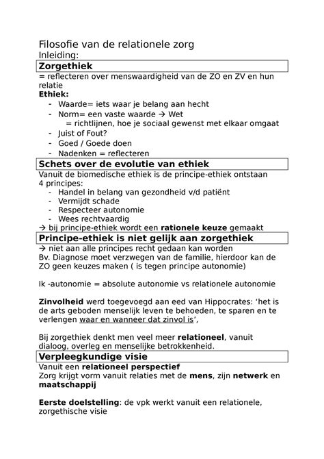 Filosofie Van De Relationele Zorg Filosofie Van De Relationele Zorg