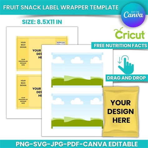 Fruit Snack Template Fruit Snack Wrapper Template Canva Template