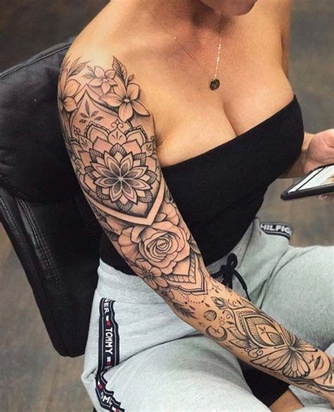 Tatouage Bras Complet Femme Floral Woman Tattoo